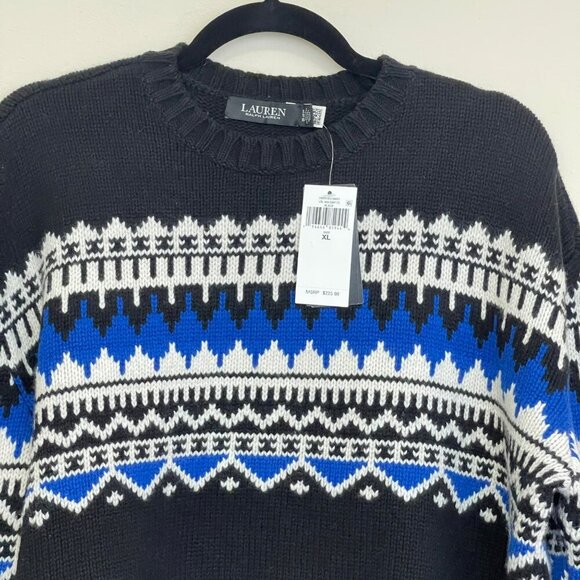 Ralph Lauren $225 Fair Isle Black Blue Sweater Size Medium NWT - Picture 4 of 5
